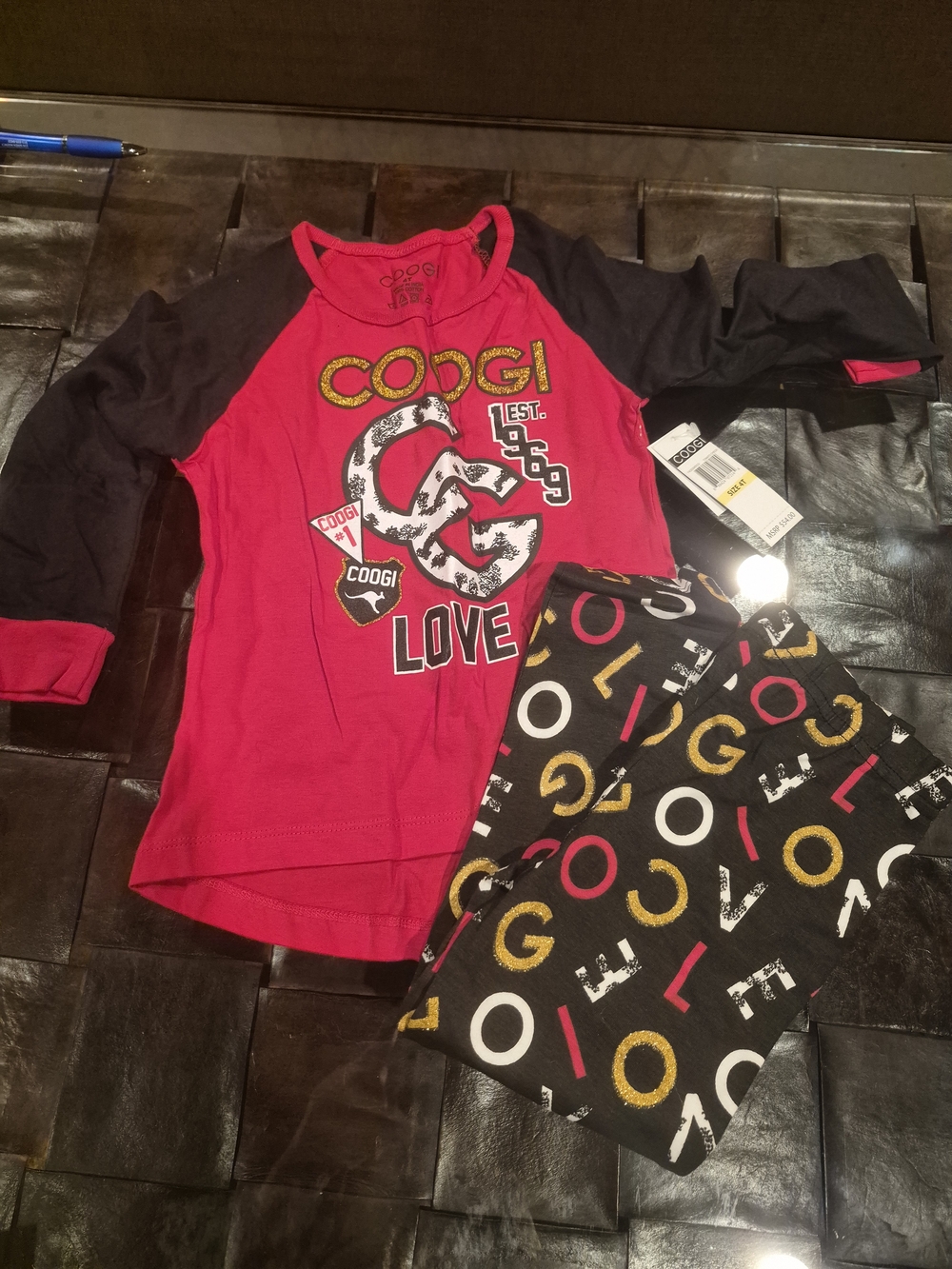 COOGI Red & Black 'Love' Logo Kids Pajama Set
